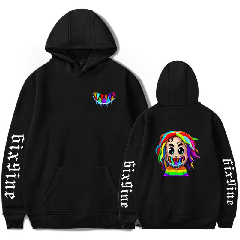 

Men's Hoodies & Sweatshirts 6ix9ine Hoodie Hip Hop Fashion Rainbow Boys Sweatshirt Tekashi69 GOOBA Clothes Unisex Pullover Men Vintage, Black