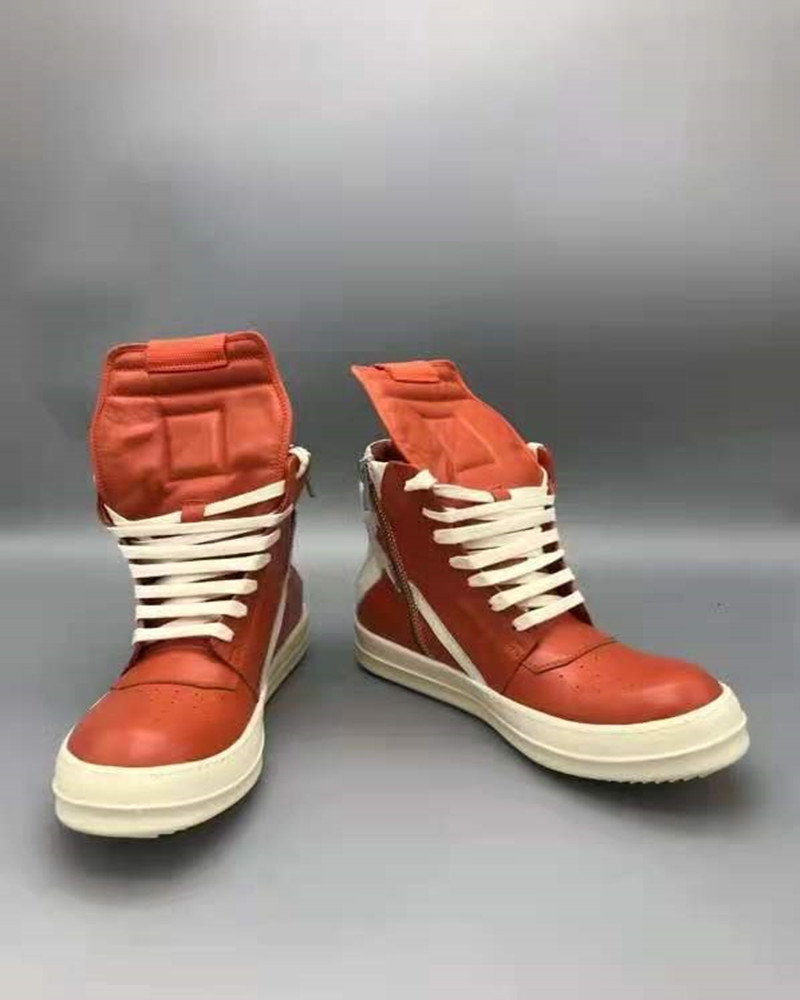 

Classic orange white inverted triangular head inner lining and insole shoes personality first layer of water dyed genuine leather tpu bottom Boots