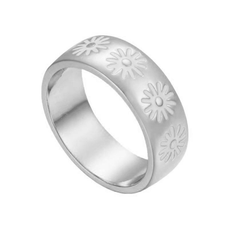 

Wedding Rings Vintage Daisy For Women Girls Cute Enamel Flower Engagement Ring Aesthetic Jewelry Gift Anillos, Slivery;golden