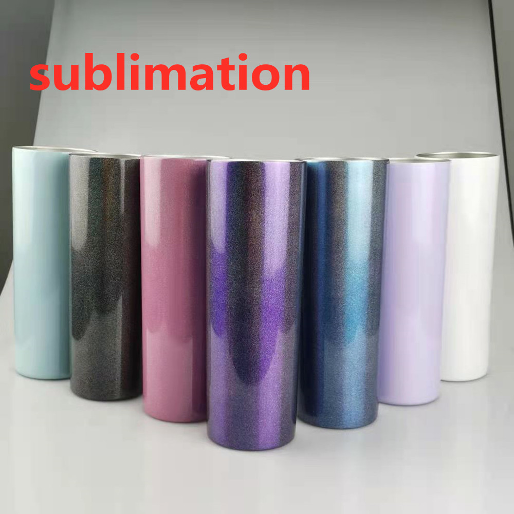 

sublimation glitter tumbler 20oz skinny cup Shiny slim tumblers Stainless Steel vacuum taper cups DIY travel mug, Blank
