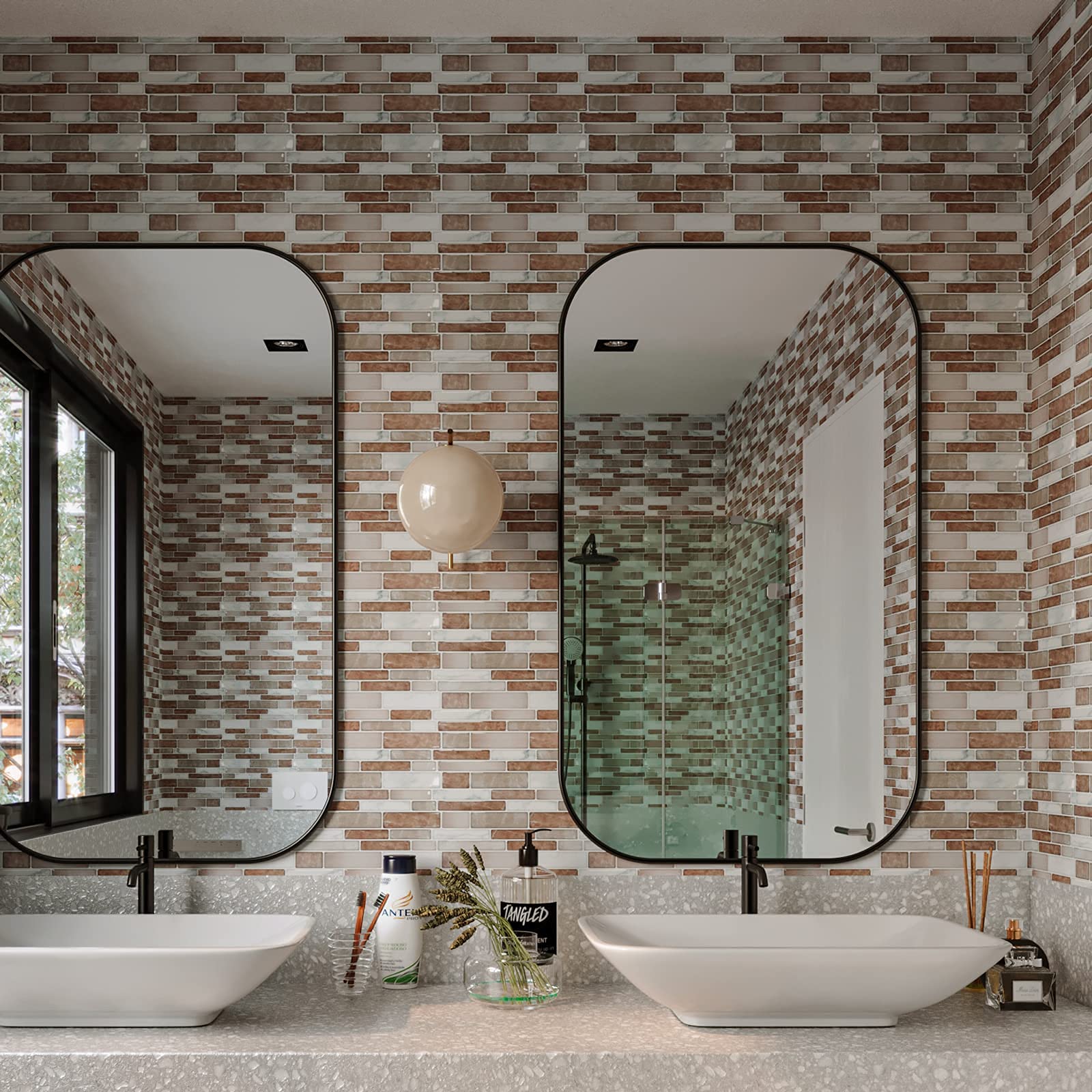 Art3d 10PCS Peel and Stick Backsplash Tiles 3D Wall Stickers Self-adhesive Water Proof for Kitchen Bathroom Bedroom Laundry Rooms , Marble Design-image-720570969