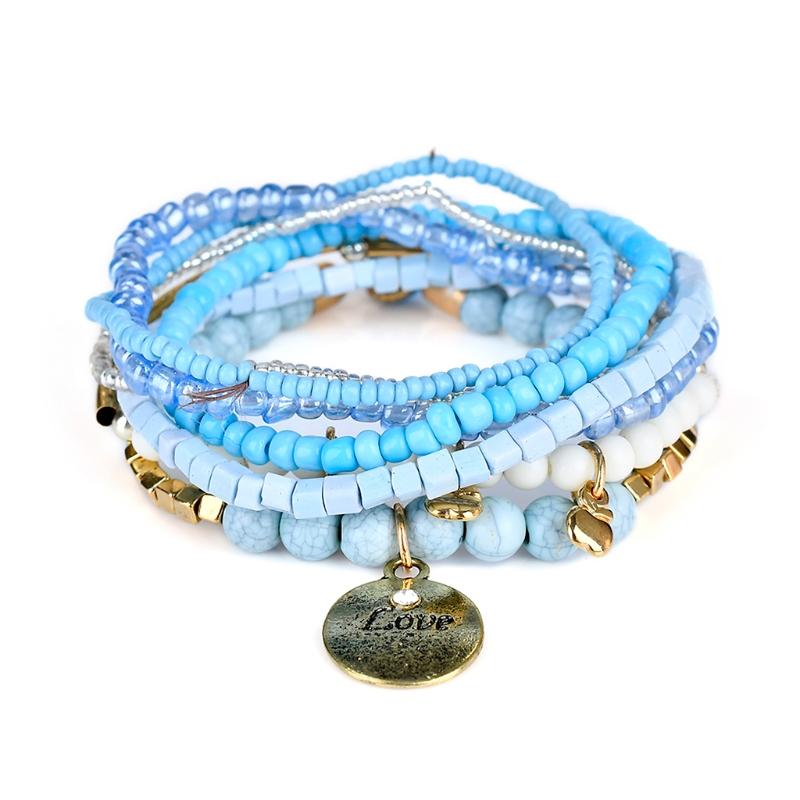 

Link, Chain Ethnic Style Beaded Bracelet Bohemia Multilayer Pendant Charm Fashion Women Gift