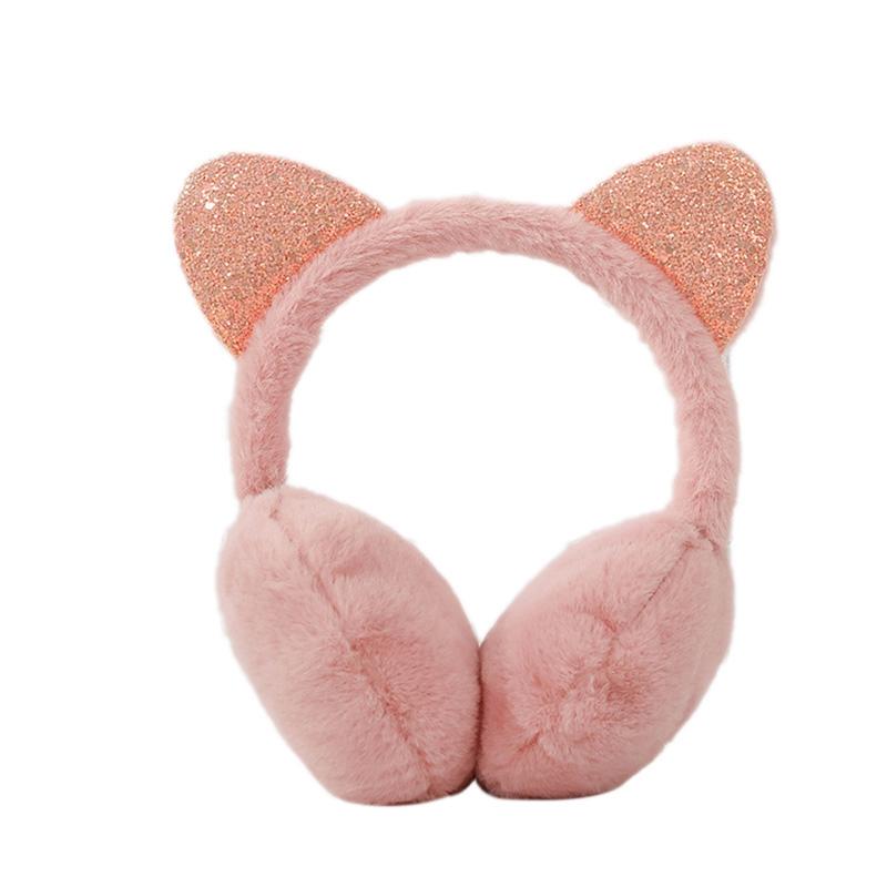 

Ear Muffs Ladies Winter Warm Cute Earmuffs Outdoor Creative Sequins Cat Ears Plush Children Cold Student, Gray