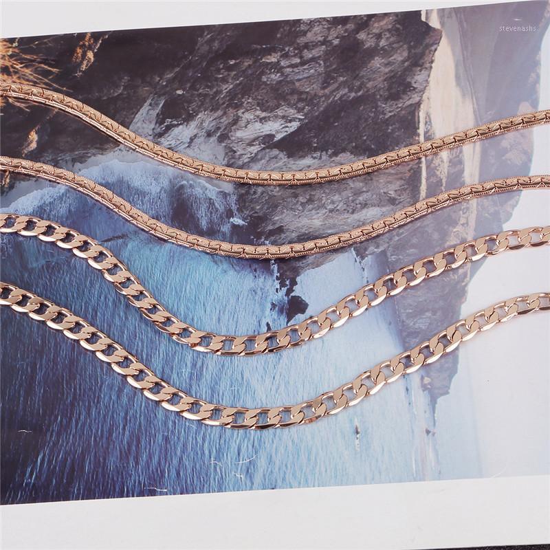 

2pcs/lots Fashion Rose Gold Color Necklace Weaving Classic Chains For Men Women Charm Jewelry