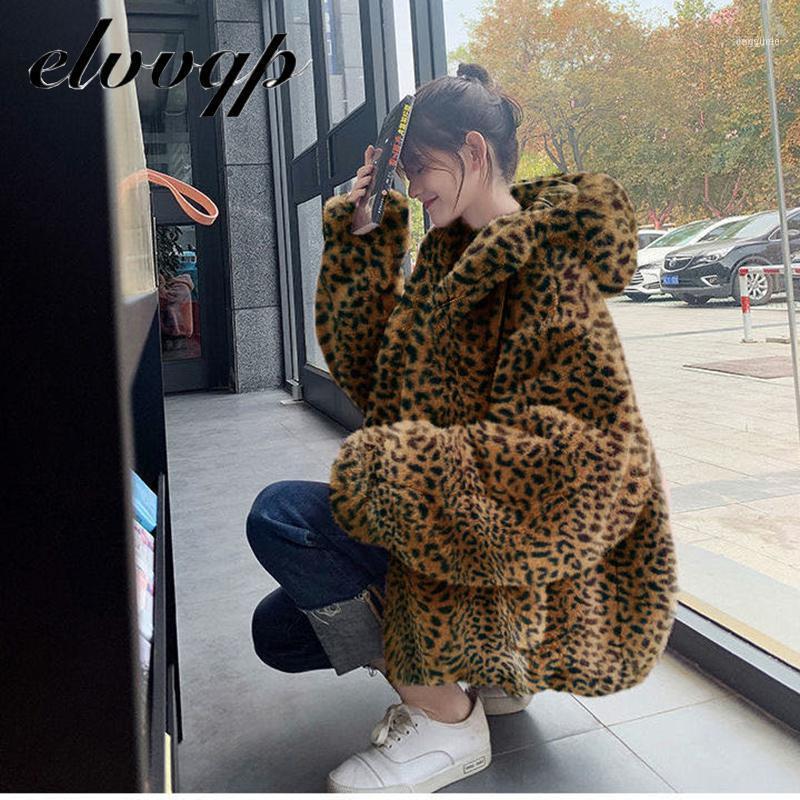 

Women's Fur & Faux Women Coat With Hood Fashion Zipper Plush Thick Loose Leopard Jacket Fake Coats Chaqueta Mujer1, Pink fur coat