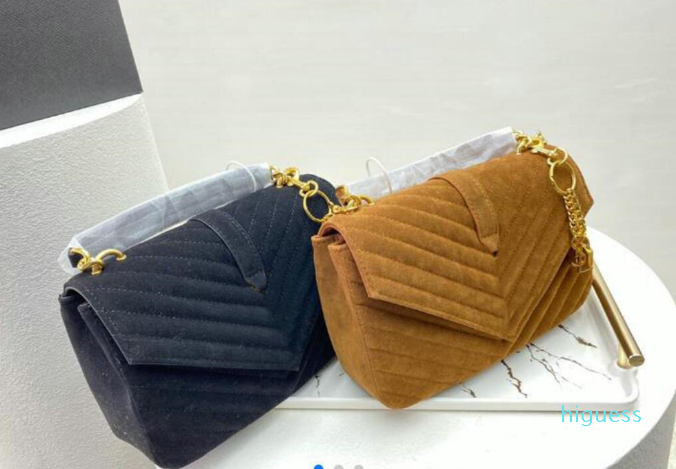 

Designer- Women bags fur leather shoulder messenger Bags fashion gold chain shoulder bags classic ladies leather wallet tote handbag, Black