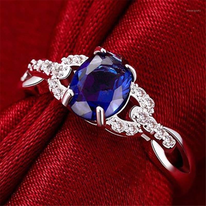 

Wedding Rings Fashion Crystal Blue Classical Cubic For Women Female Elegant Oval Zircon Engagement Ring Gift Jewelry1