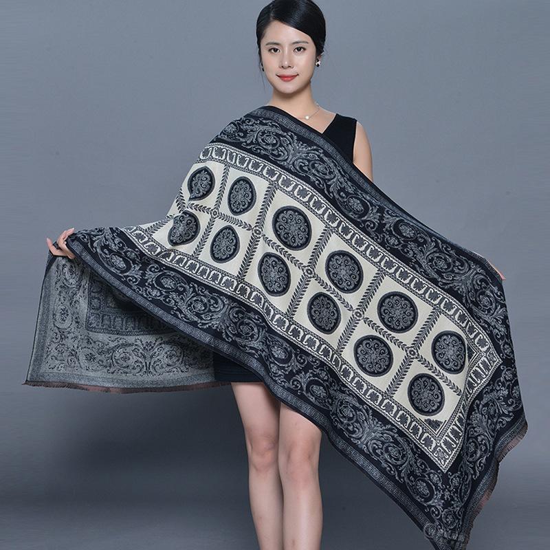 

Scarves Shawl Winter Scarf Warm Thicken Tassels Cashmere-like Fashion Show Poncho Cape Womens Pashmina Double Sided
