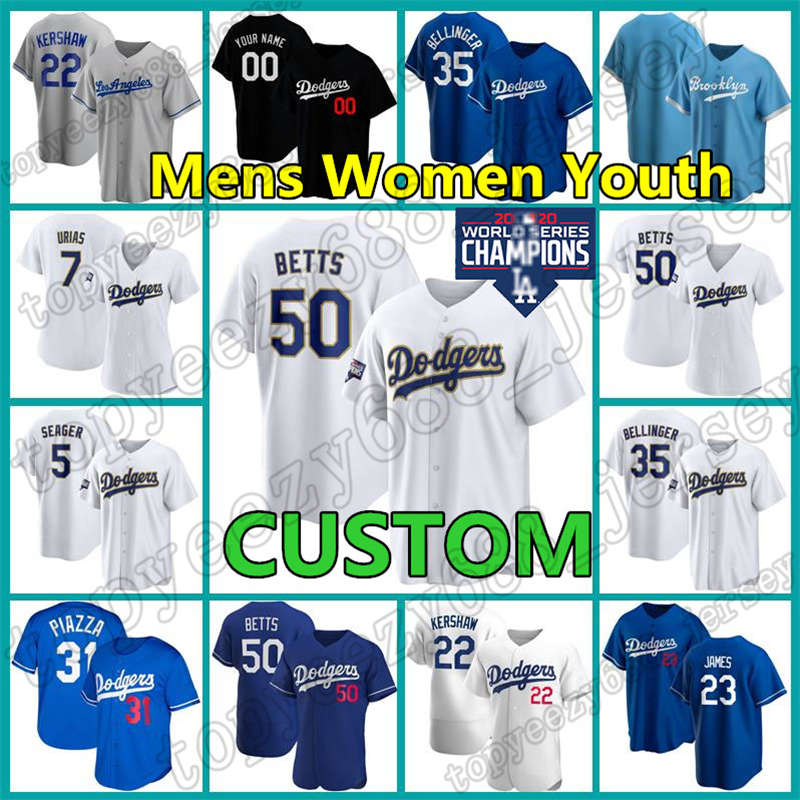 

Los Custom Dodgers 50 Mookie Betts Jersey Corey Seager Baseball Clayton Kershaw Cody Bellinger Angeles Julio Urias Joc Pederson Yasiel Puig, Blue;black