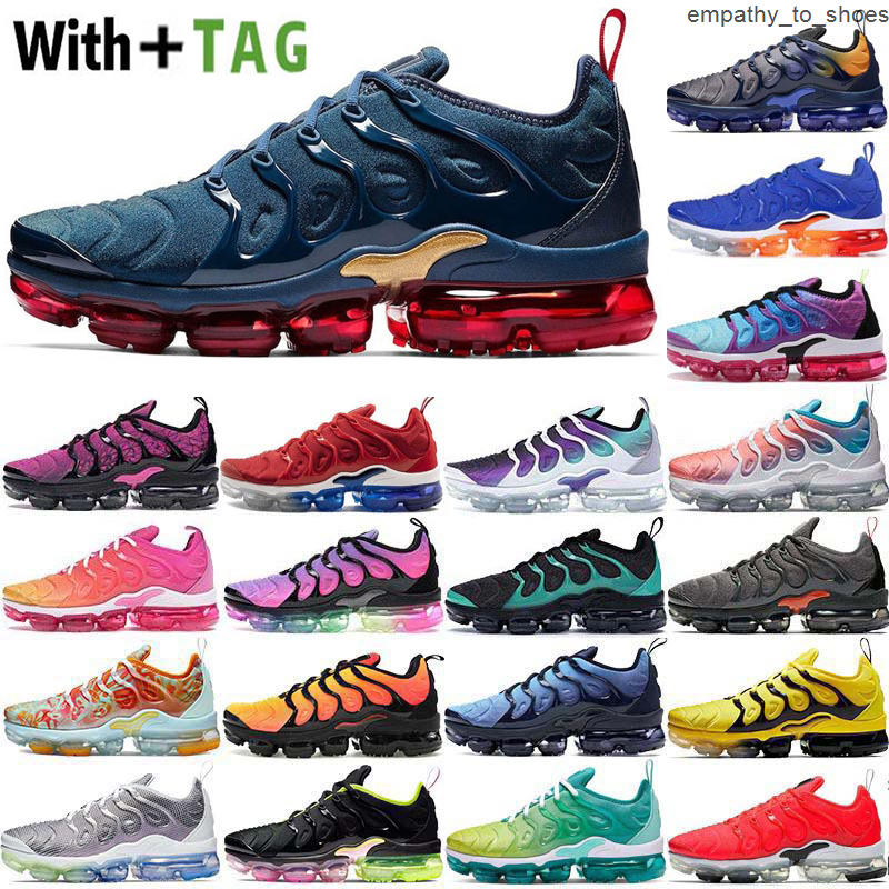 

2021 factory_footwear Cushion OG Tn Plus Mens Running Shoes Midnight Navy Gradients Blue USA Obsidian Photo Grape Women Sneakers Sports, Black