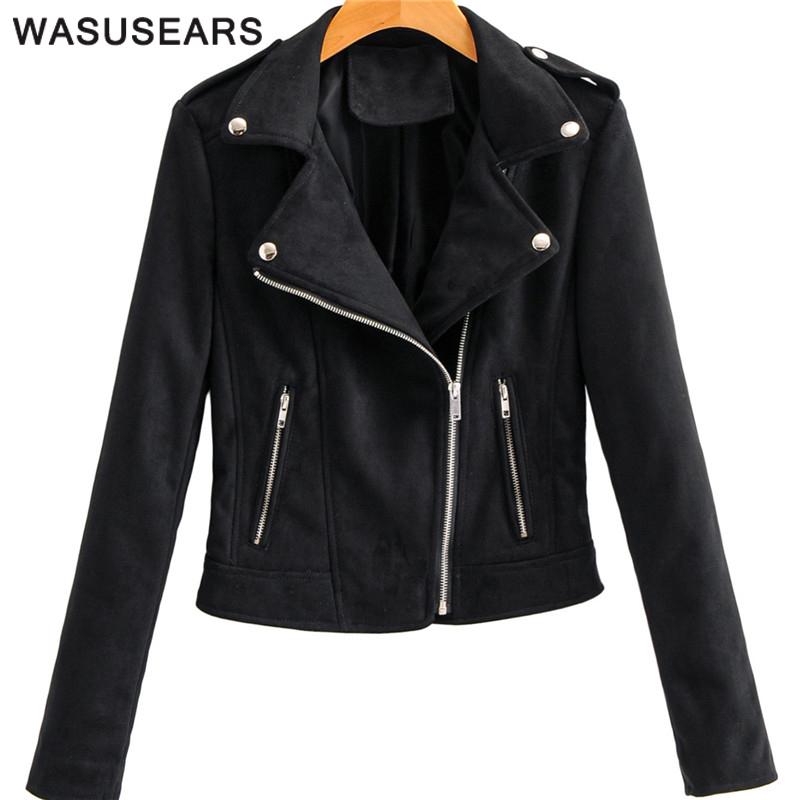 

Women's Leather & Faux Pu Jackets For Women Black Long Sleeve Zip Up Yellow Jacket Punk Korean 2021