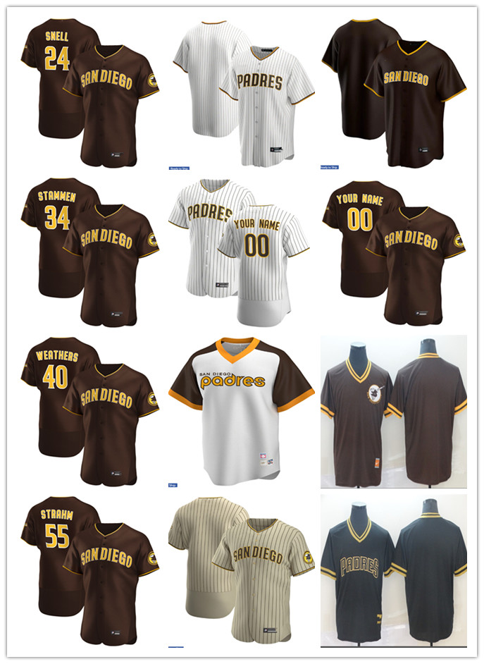 

Men Women Youth San Diego Padres 24 Blake Snell 34 Craig Stammen 55 Matt Strahm 40 Ryan Weathers Custom Baseball Jersey Blan, Blue;black