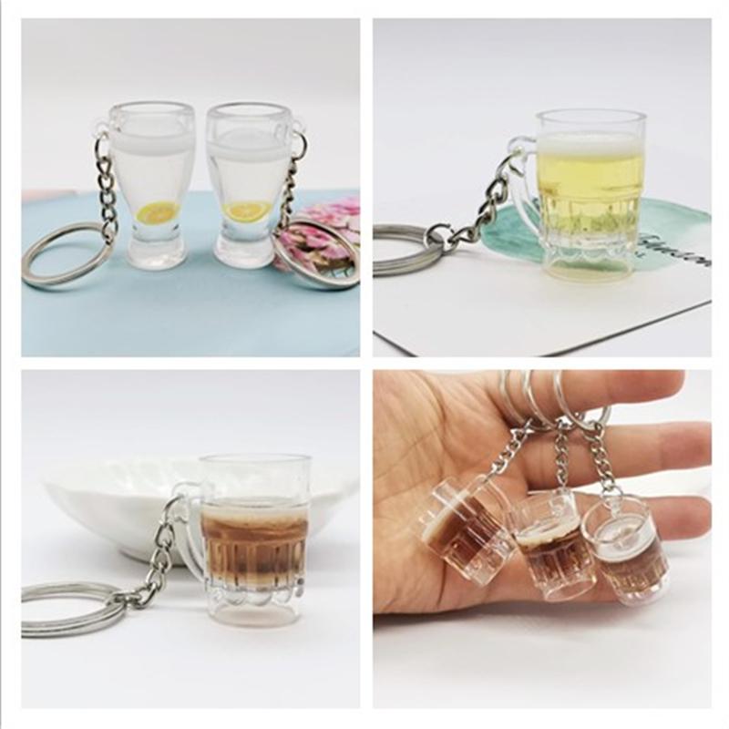 

Keychains Simulation Creative Large Beer Mug Cola Cup Lemon Sprite Drink Cups Keychain Jewelry Crafts For Friend Gift