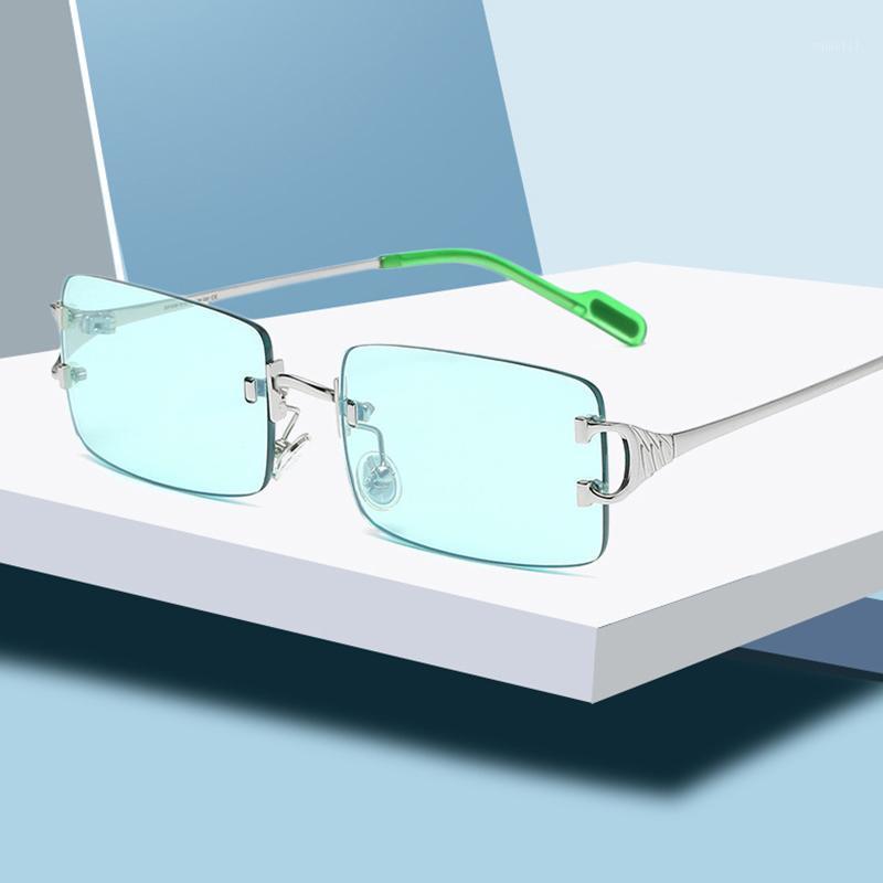 

Trendy Cut Edge Rimless Women's Sunglasses Small Square UV400 Anti-Glare Eyewear Driving Fishing Men's Sun Glasses