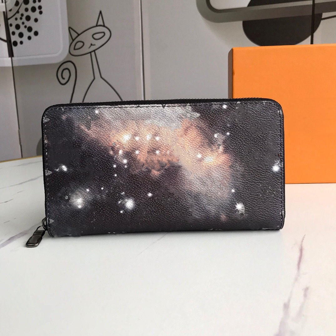 

Classic Starry Sky Letter Wallets Business Casual Multi-Card Position Men's Shorts Wallet Brand Design Color Matching Women Zipper Clutch Bags Female Coin Purse
