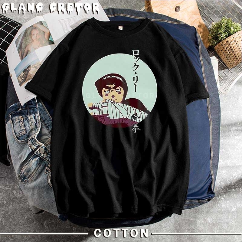 

Rock Lee T-shirt Men Short Sleeve Anime Manga Streetwear T Shirt Cotton Tees Harajuku Graphic Print Tee, 17