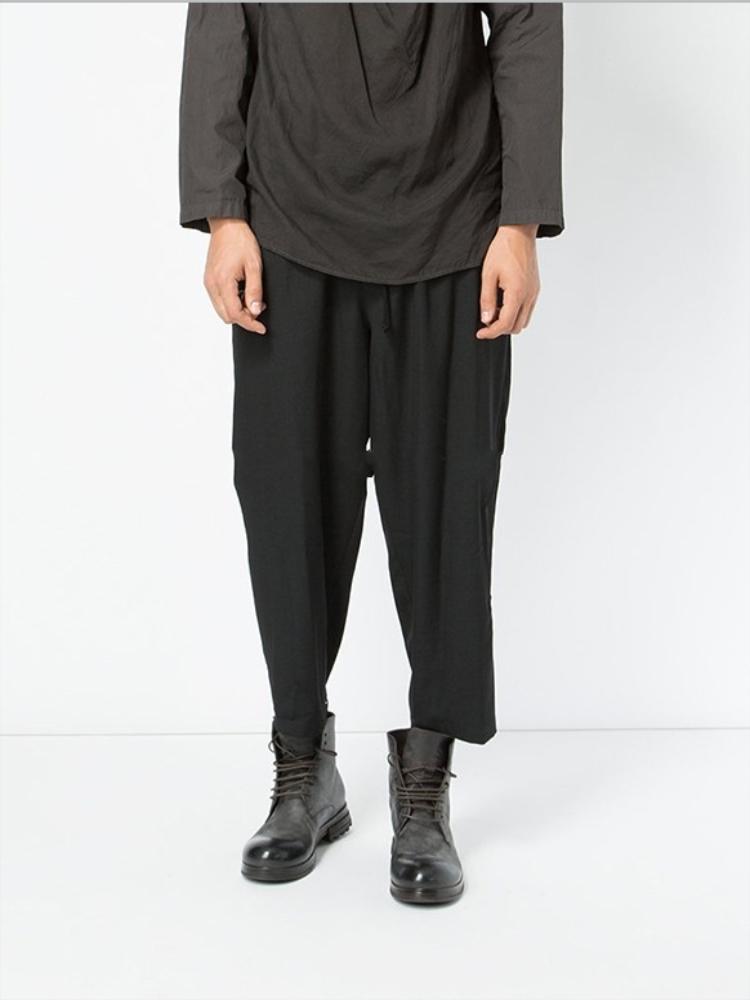 

Men's Pants Casual Nine Straight Spring And Autumn Black Elastic Waist Simple Fashion Large Size Youth