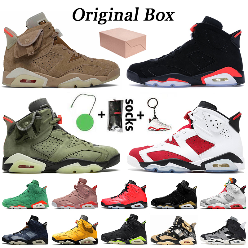 

With Original Box JUMPMAN 6 Mens Basketball Shoes Glow Travis British Khaki 6s Carmine 2021 Black Infrared Tech Chrome Hare DMP Trainers Sneakers, Item29 millennial pink 36-40