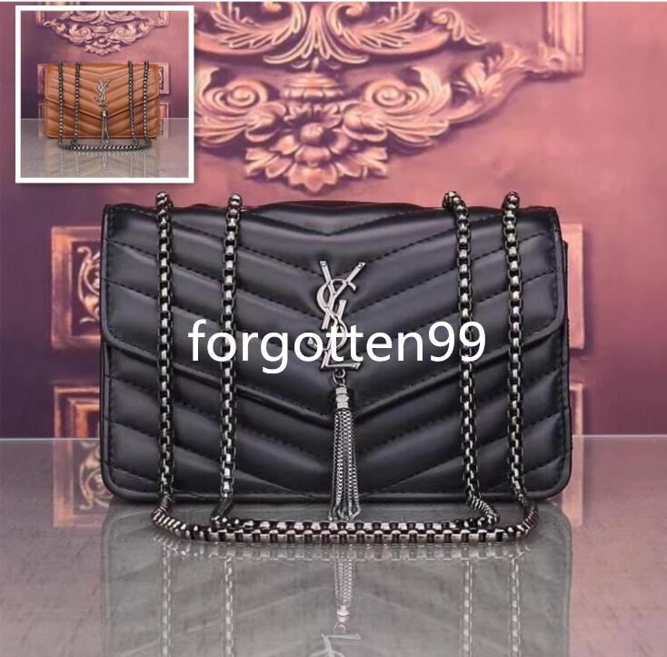 

66 yslsell women high quality leather handbag chain bag Envelope Shoulder Bags Messenger Dinner bag tote Shopping bag, Black;brown