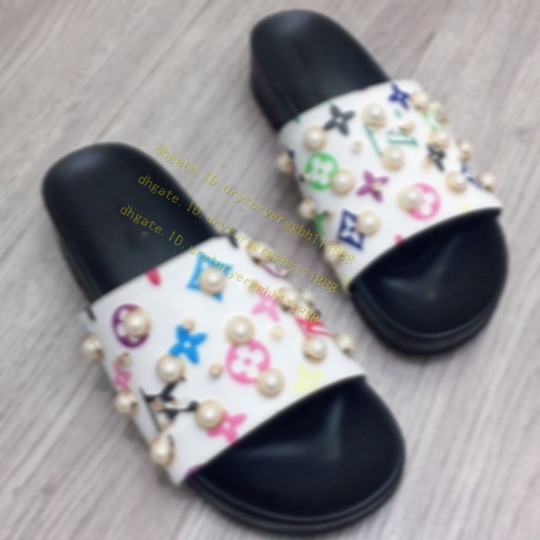 

mens and womens fashion sporty motif print slides sandals slippers boys girls jacquard stripe causal flip flops No box and dust bags 5WW9, Black