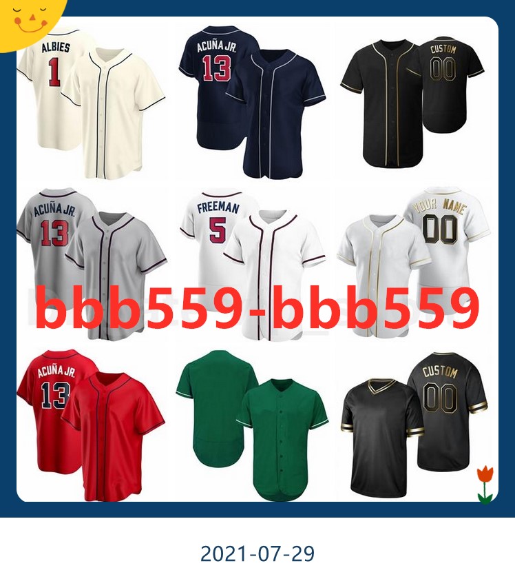 

Baseball Men Women Youth 1 Ozzie Albies Jersey 5 Freddie Freeman 22 Nick Markakis Ronald Acuna Jr. Ender Inciarte Team Blue Red White, Kids