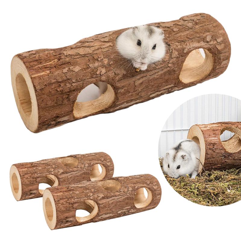 

Small Animal Supplies Wooden Hamster Tunnel Pipeline Training Tube Chew Toys Squirrel Guinea Pig Chinchilla Pet Cage Accessories