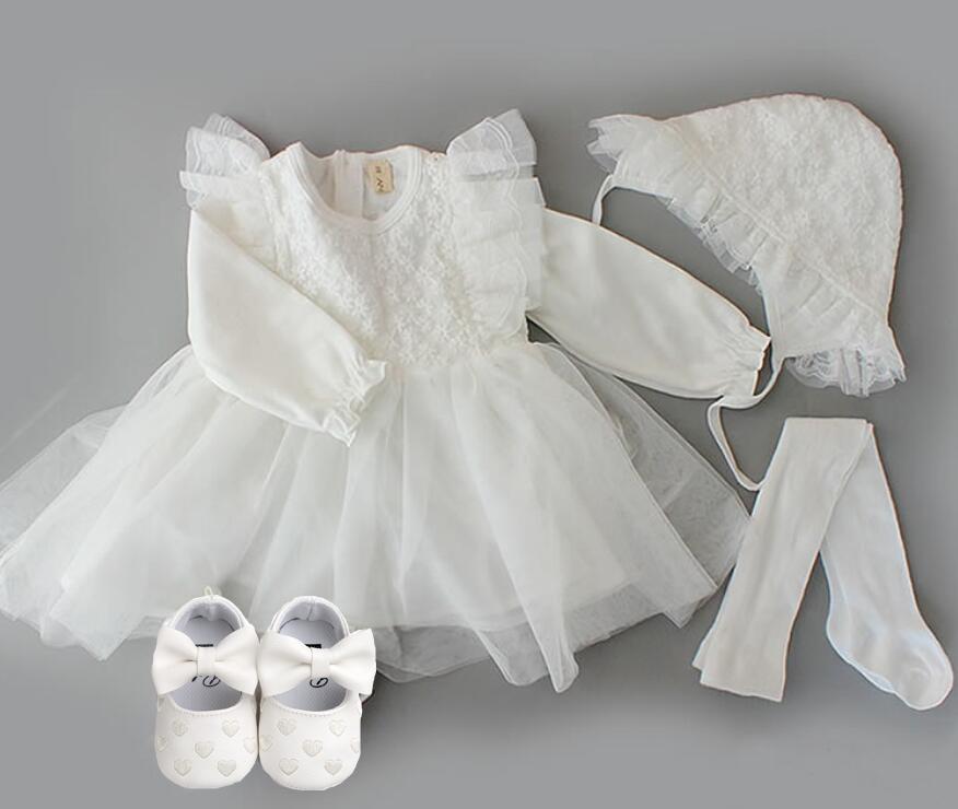 

Girl's Dresses Baby Infant Girl Princess Dress Christening Baptism Wedding Party Shower Gift Family Picture Po Shooting TUTU, Beige