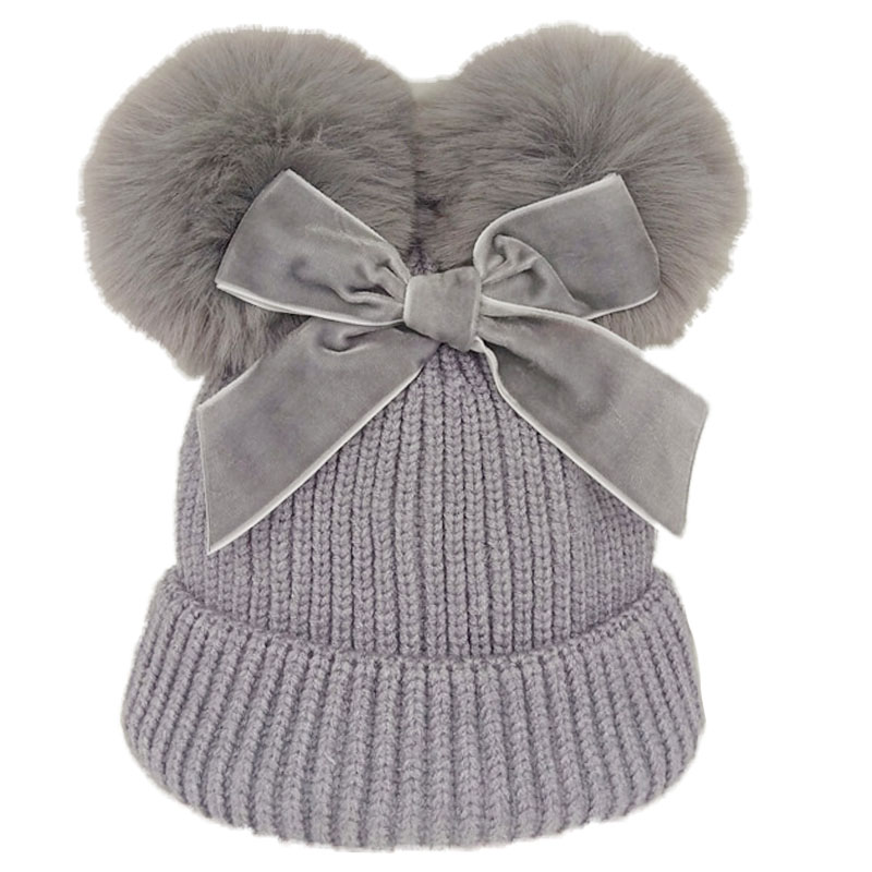 

Baby Stuff Double Pompom Hat Winter Knitted Kids Girl Hats Warm Thicker Children Infant Beanie Cap Bonnet Casquette Enfant, Red