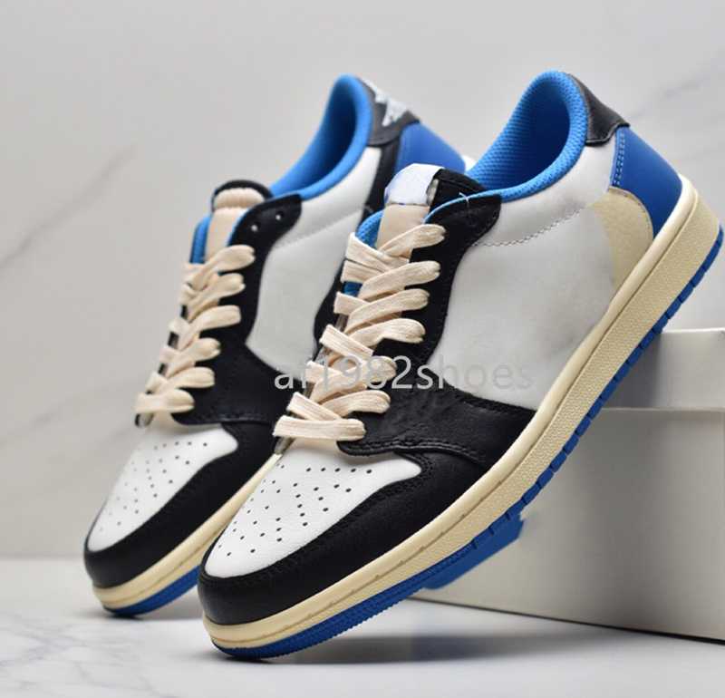

Military Blue Jumpman 1s Mens Womens Fragment Basketball Shoes 1 Low Sports Trainers Sneakers, Sky blue