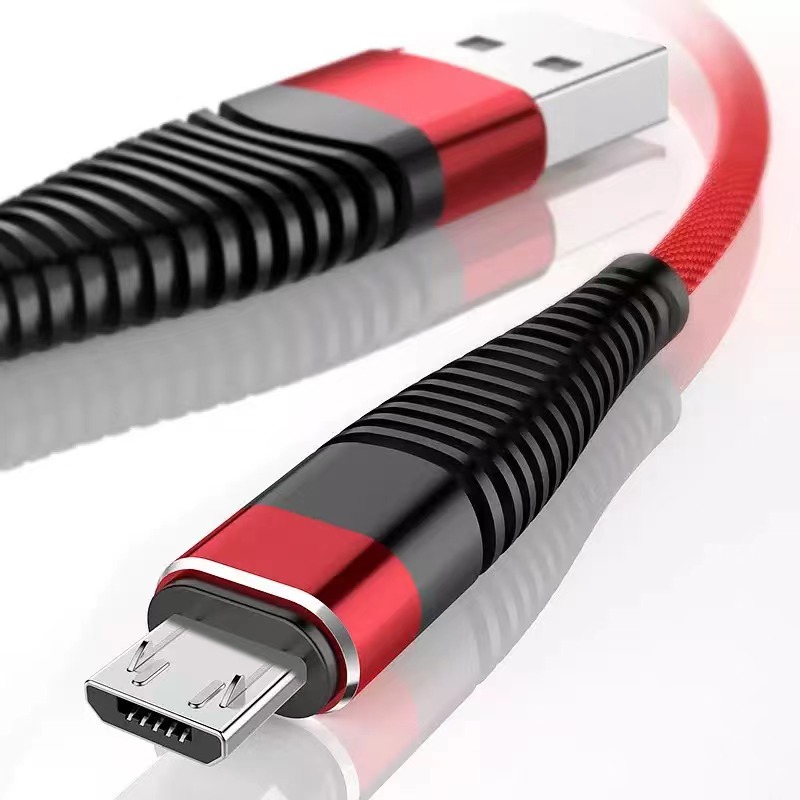 

Micro USB cable 1M 2M 3M 2.4A fast charging nylon braided sync data charge cord Type C Cables Samsung Galaxy S10, Red