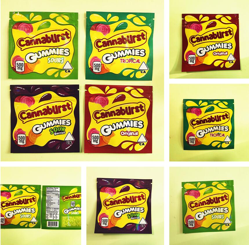 

New 4 types 500mg edible packaging gummmies packaging smell proof bags Sour 2021FG edibles candy mylar bags
