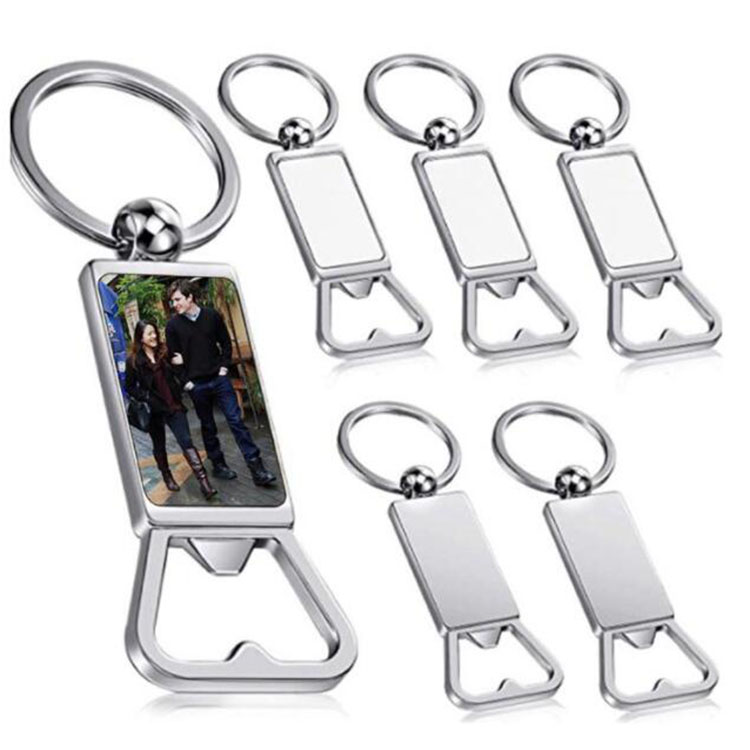 

Sublimation Blank Beer Bottle Opener Keychain Metal Heat Transfer Corkscrew Key Ring Household Kitchen Tool