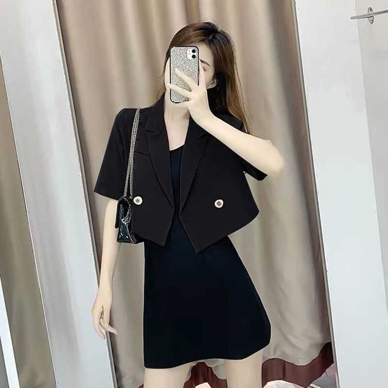 Suit 2021 Summer Short Coat Small Sling Drs Slim Skirt Two Piece Suit Female-image-702383780