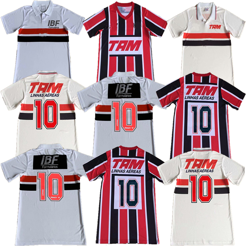 

1991 1993 1994 Retro Sao Paulo Soccer Jerseys LINHAS AEREAS Red White high quality Custom 91 93 94 Classic Vintage Home and Away Football Shirts, Black;yellow