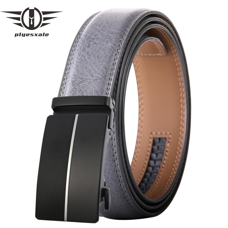 

Belts Fashion Mens Genuine Leather High Quality Alloy Buckle Automatic Trouser Straps 35mm Width Ratchet Gray Waist Belt G412, Black;brown