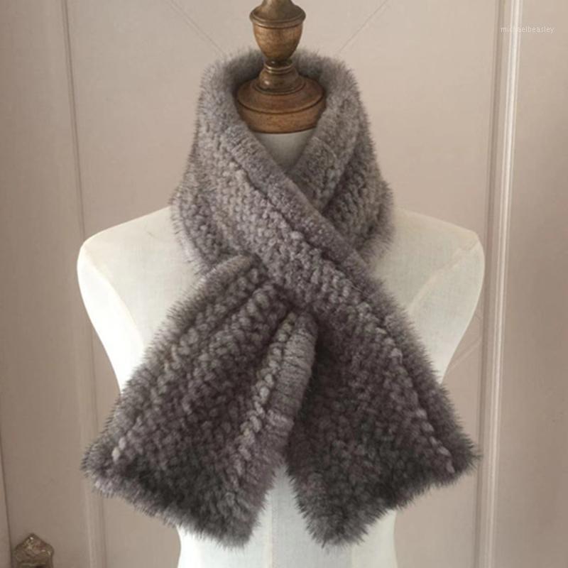 

Scarves Women Real Scarf Autumn And Winter Fashion Thermal Knitted Neckerchief Fur Shawl