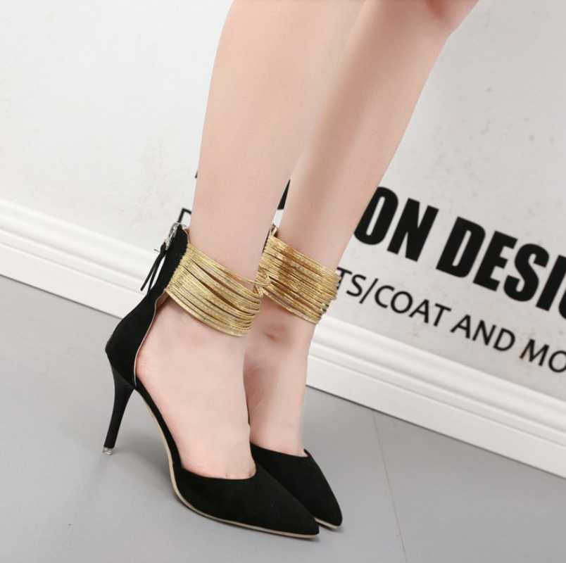 

Dress Shoes 2021 European And American Thin Strap Roman Hollow Pointed High Heels Plus Size Sandals, Black