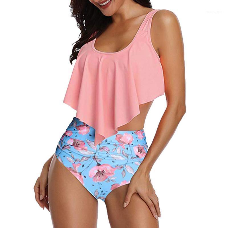 

Women Swimwear High Waist Swim Suit Spaghetti Strap Sexy Floral Two-Piece Suits Retro Bathing Plus Size 3.29 Women' Tracksuits, Pink