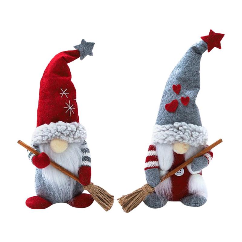 

Christmas Decorations Gnomes Elf Doll Faceless Tree Decoration For Happy Year Gift Dwarf With Broom
