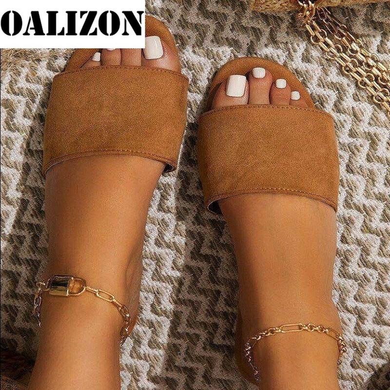 

Simple Style Women Fashion Flat Slippers Shoes Summer 2021 Woman Lady Open Toe Flip Flops Sandal Mules Slides, Black