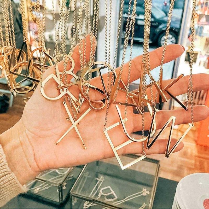 

Pendant Necklaces Lateefah Minimalist Gold Rose Silver Color 26 A-Z Letter Name Initial For Women Necklace