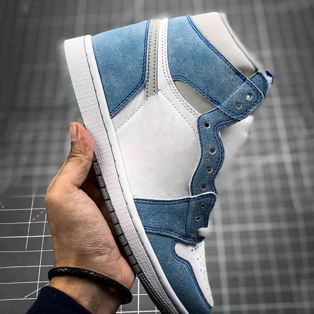 

2021 High Quality Jumpman Women's Basketball Shoes Men's 1 S Washed white and blue Outdoor Sports7Y91M1WU