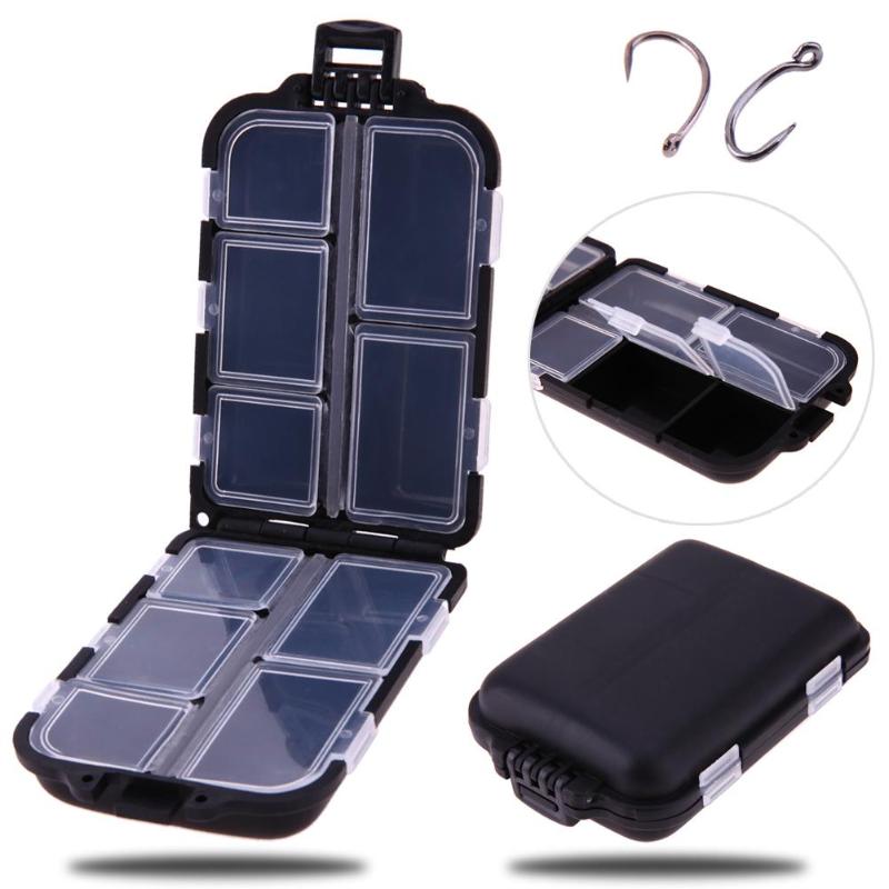 

Fishing Accessories Mini Tackle Box Red 10 Compartments For Small Clear Plastic Waterproof Hooks Lures Baits BlackZ60