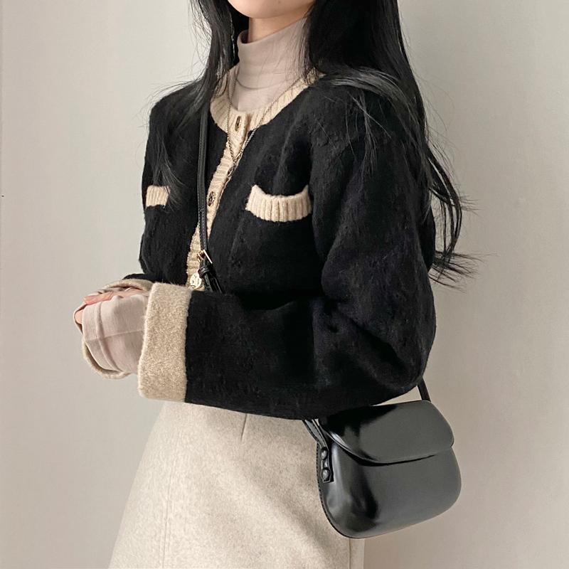 

Men's Sweaters Alien Kitty 2021 Spring Retro Women O-Neck Chic Knitted Female Loose Solid Elegant Cardigans Office Lady Casual Tops, White;black