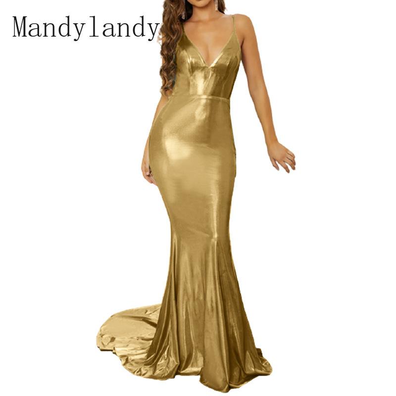 

Casual Dresses Mandylandy Dress Autumn Sexy V-neck Backless Spaghetti Strap Women' Solid Color Slim High Waist, Blue