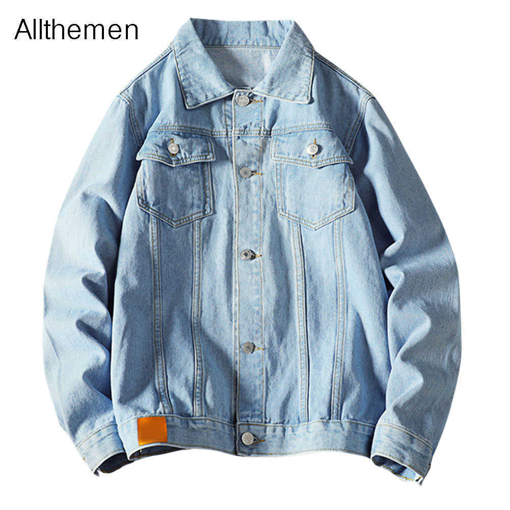 

Allthemen Mens Denim Jacket Mens Trendy Fashion Bomber Causal Coats Homme Cowboy Jeans Jackets Streetwear Men Outwear Clothing X0621, As shown