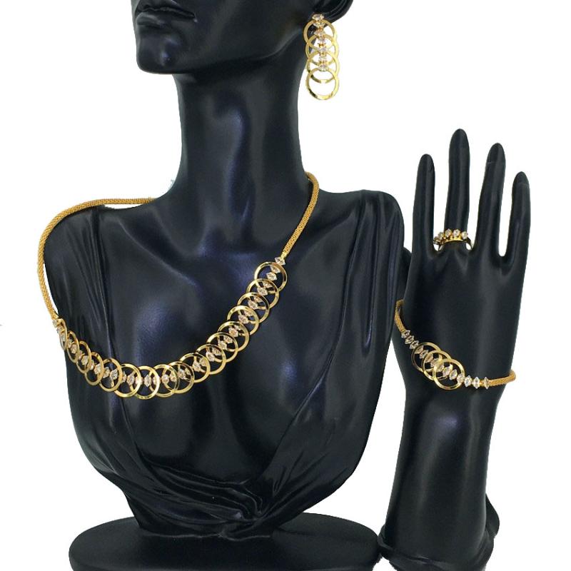 

Earrings & Necklace Mejewelry African Jewelry Charm Dubai Gold Sets For Women Wedding Bridal Jewellery FHK12263, As pic