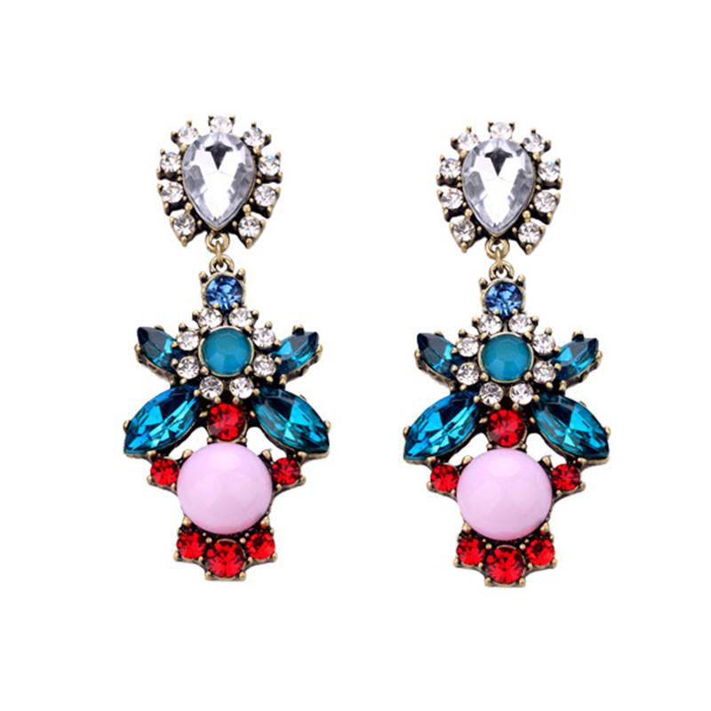 

Dangle & Chandelier Fashion Vintage Bohemian Exaggerated Colorful Crystal Flower Earring For Women Femme Big Earrings
