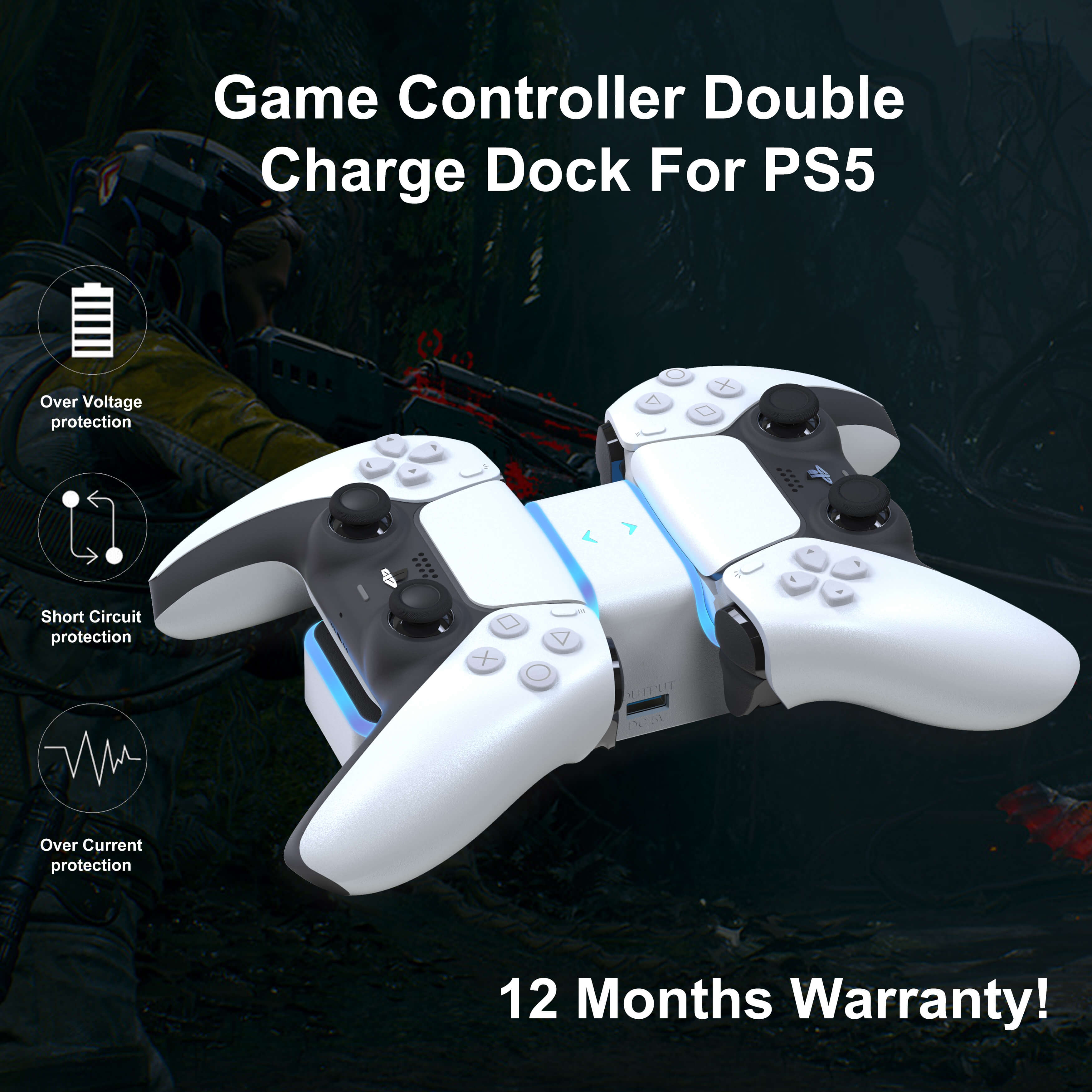 

PS5 Accessories DualSense Charging Station Dual Charging Dock Charger Stand for PlayStation 5 DualSense Wireless Game Controller