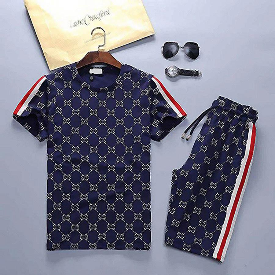 

2021 Mens Fashion Summer Suits Casual Tracksuits Classic Letter Pattern Print Men's Short Sleeve & Shorts Men Tops Boys Tees 4 Colors Clothing, Gray